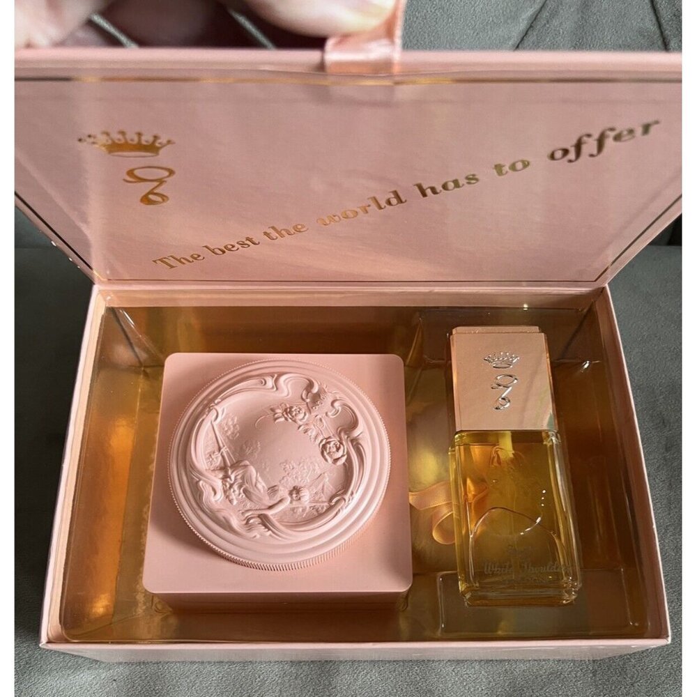 Vintage White Shoulders 1.5 Oz Spray Cologne 8 Oz Powder 300 Gift Set Evyan